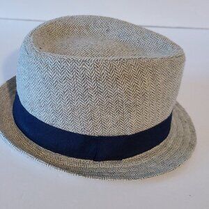 FEDORA HAT TODDLER BOYS' RIBBON TRIM CHEVRON PATTERN ONE SIZE (12-24 MONTHS)TAN